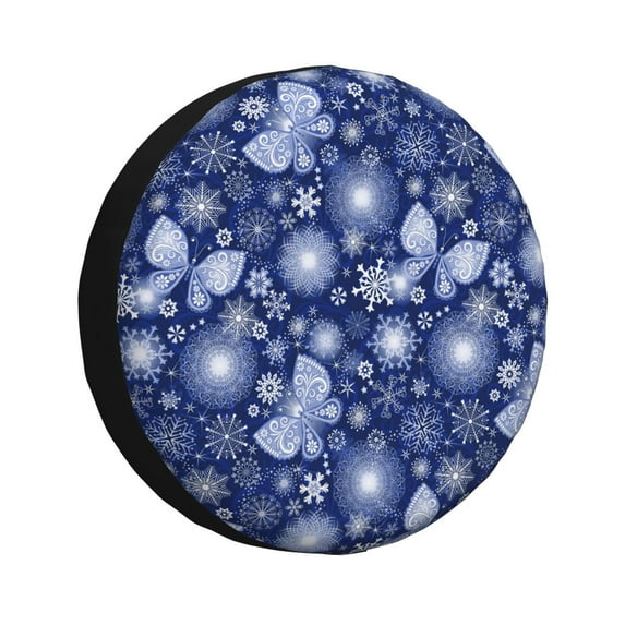 Pofeuu Beautiful Snowflake Butterfly Print Spare Tire Wheel Cover for Car Truck SUV Camper Universal Fit Spare Tire Cover RV Spare Tire Covers-16 inch