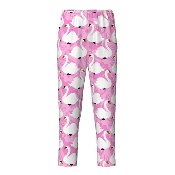 Pofeuu Beautiful Swans Print Teenagers' Pajama Pants, Soft Lounge Pajama Pants with big pockets for Men Plaid Pj Bottoms-Small