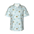 thumbnail image 1 of Pofeuu Bee Flower Print Hawaiian Shirt for Men Sleeves Casual Button Down Summer Beach Dress Shirts T-Shirts,Small, 1 of 7