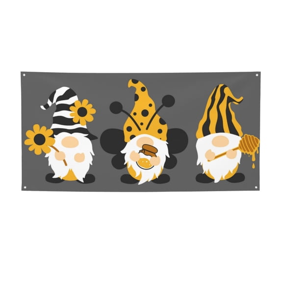 Pofeuu Bee Gnome With Sunflower Print Colorful Yard Festival Banner Sign Party Outdoor & Indoor Party Decoration Banne Festival Yard Sign-Small