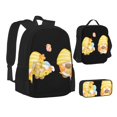 thumbnail image 1 of Pofeuu Bee Happy Sunflower Gnomes Print Backpack Travel Backpacks With Lunch Bag Pencil Bag Set 3 pcs Set Cartoon Backpack, 1 of 7