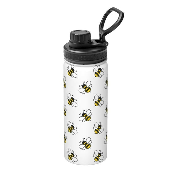 Pofeuu Bee Print 18oz Sports Insulated Kettle Stainless Steel Vacuum Water Bottle Leakproof Sport Flask