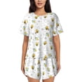 thumbnail image 1 of Pofeuu Bee Print Women's Pajama Set Short/Shorts Soft Button PJs Elastic Drawstring Waist Sleepwear-Small, 1 of 6