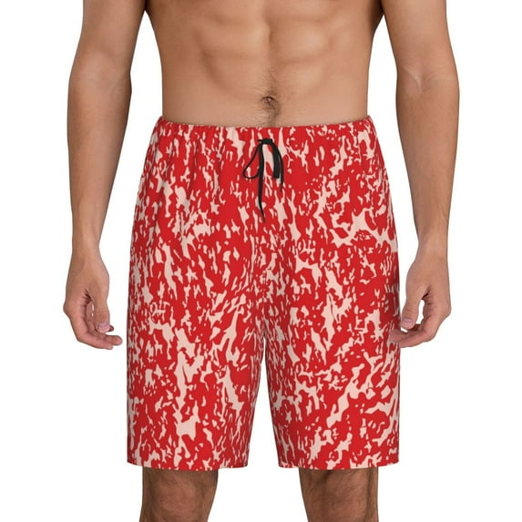 Pofeuu Beef Print Men's Soft Woven Elastic Waistband Sleep Pajama Short-X-Large