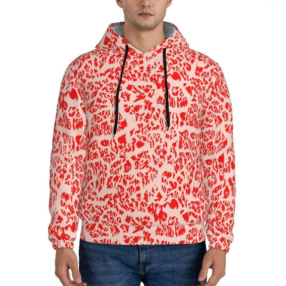 Pofeuu Beef1 Print Mens Casual Hooded Collar Drawstring Hoodies Pullover Sweatshirts Casual Long Sleeve Shirts-X-Large