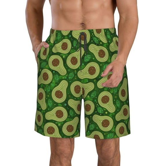 Pofeuu Big Colorful Avocados Prin Men's Swim Trunks Quick Dry Bathing Suit Swimming Board Shorts Mesh Lining Beach Swimwear-3X-Large