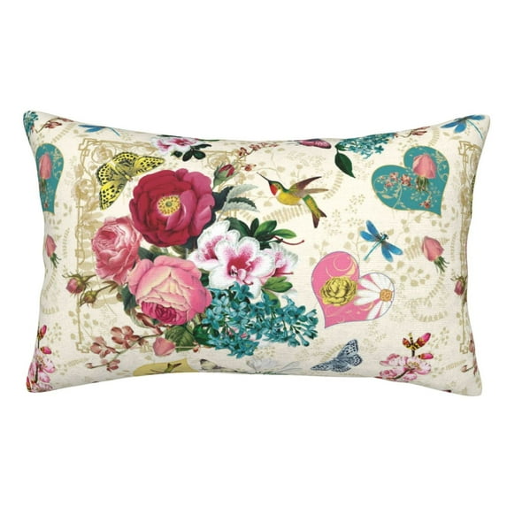 Pofeuu Bird Butterfly Rose Print Polyester Microfiber Plush Pillowcases, Super Soft and Cozy Pillow Case Covers with Envelop Closure(Pillow core not included)-16"x24"