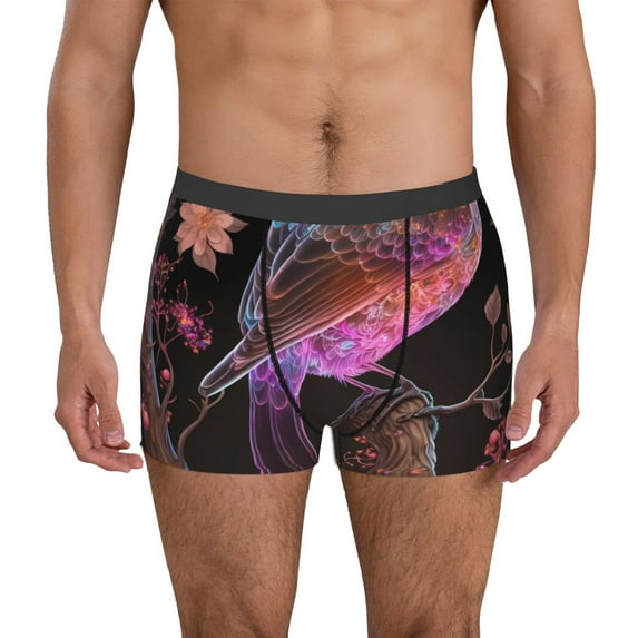 Pofeuu Bird4 Print Men’s Boxer Briefs, Moisture-Wicking Underwear, Regular,Trunk-Medium