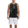 thumbnail image 1 of Pofeuu Black And Gold White Horse Print Basketball Jersey, Shirts for Men Youth Basketball Jersey Crew Neck-Large, 1 of 6