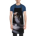 thumbnail image 1 of Pofeuu Black Cobra Snake Print Waterproof Apron with Pockets Adjustable Cooking Aprons Kitchen Bib for Baking Household Cleaning, 1 of 8