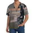 thumbnail image 1 of Pofeuu Black Dragon Cliff Dawn Print Mens Casual Short Sleeve Shirts Beach Summer Spread Collar Pocket Tops Men's Casual Short-sleeved Shirt-Medium, 1 of 5