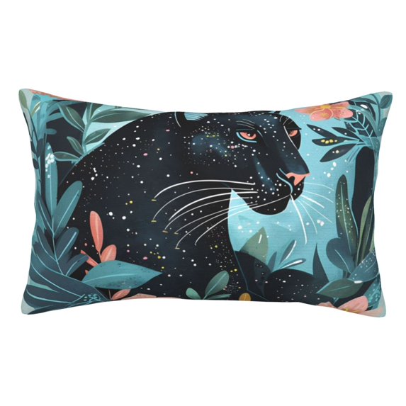 Pofeuu Black Panther Floral Illustration Print Polyester Microfiber Plush Pillowcases, Super Soft and Cozy Pillow Case Covers with Envelop Closure(Pillow core not included)-20"x30"