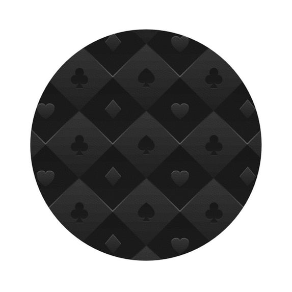 Pofeuu Black Poker Print Leather Coasters Set of 6, Round Cups Mugs Mat Pad for Home Kitchen Heat Resistant Drink Coasters,Round Shape