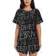 thumbnail image 1 of Pofeuu Black Scientific Print Women's Pajama Set Short/Shorts Soft Button PJs Elastic Drawstring Waist Sleepwear-XX-Large, 1 of 6