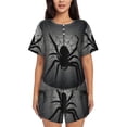 thumbnail image 1 of Pofeuu Black Spiders Print Women's Pajama Set Short/Shorts Soft Button PJs Elastic Drawstring Waist Sleepwear-4X-Large, 1 of 6