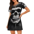 thumbnail image 1 of Pofeuu Black White Hat Skull Print Women's Loose Fit Short Sleeve Nightgown, Comfortable Sleep Dress for Women, Casual Lounge Sleepwear, Soft Cotton Sleep Dress, 1 of 6
