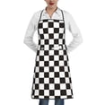 thumbnail image 1 of Pofeuu Black and White Checkerboard Print Aprons with Pockets, Cute Aprons for Kitchen, Cooking, Server, Barber, Chef Apron, 1 of 7