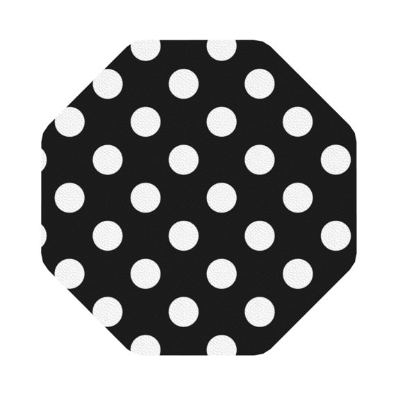 Pofeuu Black and White Polka Dot Print Leather Coasters Set of 6, Round Cups Mugs Mat Pad for Home Kitchen Heat Resistant Drink Coasters,Octagon