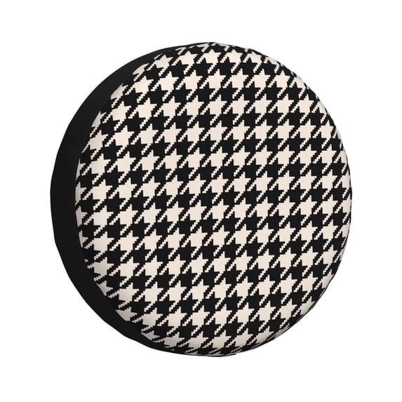 Pofeuu Black and white houndstooth Print Spare Tire Wheel Cover for Car Truck SUV Camper Universal Fit Spare Tire Cover RV Spare Tire Covers-14 inch