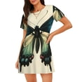 thumbnail image 1 of Pofeuu Blue Black Butterfly Art Print Women's Loose Fit Short Sleeve Nightgown, Comfortable Sleep Dress for Women, Casual Lounge Sleepwear, Soft Cotton Sleep Dress, 1 of 6