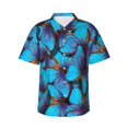 thumbnail image 1 of Pofeuu Blue Butterflies Print Hawaiian Shirt for Men Sleeves Casual Button Down Summer Beach Dress Shirts T-Shirts,XX-Large, 1 of 7
