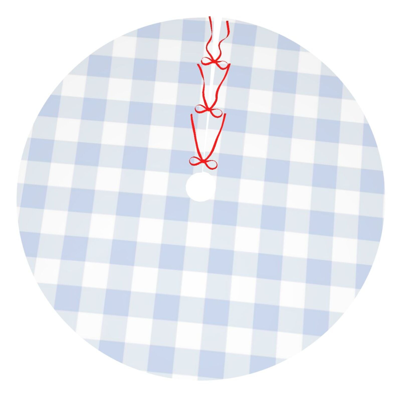 Pofeuu Blue Checkboard Print Christmas Tree Skirt, Merry Christmas