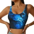 thumbnail image 1 of Pofeuu Blue Fire Cool Wolf Print Sports Bra for Women Sexy Vest Yoga Running Gym Fitness Crop Bras Tops-XX-Large, 1 of 8