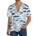 thumbnail image 1 of Pofeuu Blue Fish Print Mens Casual Short Sleeve Shirts Beach Summer Spread Collar Pocket Tops Men's Casual Short-sleeved Shirt-Large, 1 of 5