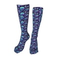 thumbnail image 1 of Pofeuu Blue Flower Skull Print Stockings, Adult Running Hiking Socks for Youth and Adult-One Size, 1 of 8