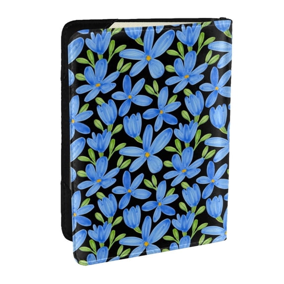 Pofeuu Blue Flowers Print Travel Document Organizer Passport Holder Men Women for Family (6.5 in x 4.5 in),Wallet Holder Credit Card Clutch Bag Case