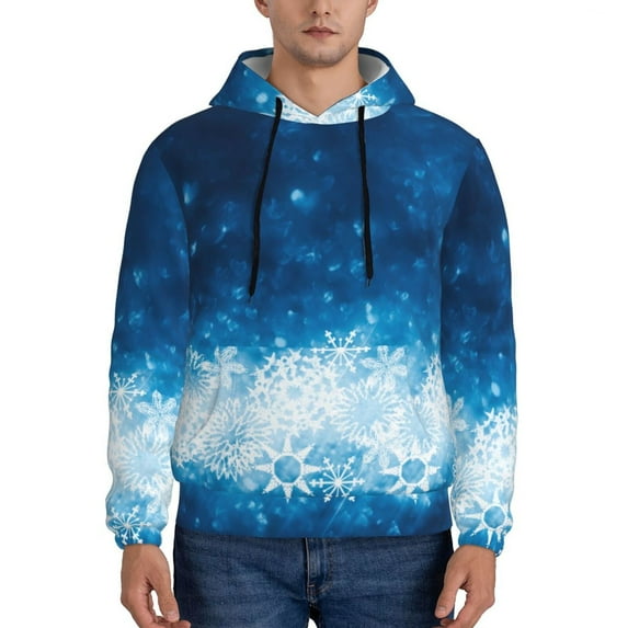 Pofeuu Blue Glitter Sparkles Print Mens Casual Hooded Collar Drawstring Hoodies Pullover Sweatshirts Casual Long Sleeve Shirts-Medium
