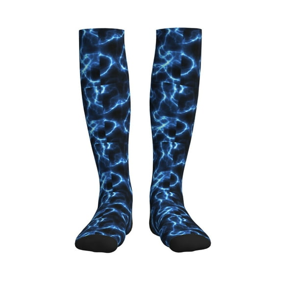 Pofeuu Blue Lightning Print Compression Socks for Women & Men Circulation - Best Support for Nurses,Running,Athletic,Sports