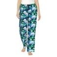 thumbnail image 1 of Pofeuu Blue Lotus Flower Print Women's Fashion Pajama Pants with Pockets Comfy Drawstring Sleep Lounge Bottoms-Medium, 1 of 6