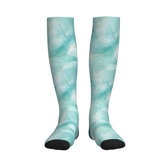 Pofeuu Blue Marble Print Compression Socks for Women & Men Circulation - Best Support for Nurses,Running,Athletic,Sports