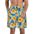 thumbnail image 1 of Pofeuu Blue Ocean Wave Sunflower Prin Men's Swim Trunks Quick Dry Bathing Suit Swimming Board Shorts Mesh Lining Beach Swimwear-Medium, 1 of 6