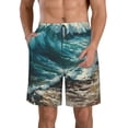 thumbnail image 1 of Pofeuu Blue Ocean Waves Prin Men's Swim Trunks Quick Dry Bathing Suit Swimming Board Shorts Mesh Lining Beach Swimwear-X-Large, 1 of 6