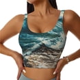 thumbnail image 1 of Pofeuu Blue Ocean Waves Print Sports Bra for Women Sexy Vest Yoga Running Gym Fitness Crop Bras Tops-XX-Large, 1 of 8