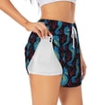 thumbnail image 1 of Pofeuu Blue Seahorse Print Women's Athletic Shorts Running Workout Shorts Tummy Control Quick Dry Gym Shorts with Pockets Double layer sports shorts-X-Large, 1 of 7