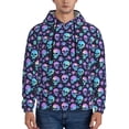 thumbnail image 1 of Pofeuu Blue Skull Flower Print Mens Casual Hooded Collar Drawstring Hoodies Pullover Sweatshirts Casual Long Sleeve Shirts-Medium, 1 of 7