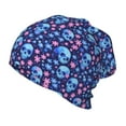 thumbnail image 1 of Pofeuu Blue Skull Flower Print Toddler Beanies for Boys Baby Warm Slouchy Skullcap Hats Toddler Beanie Knit Caps Hats for Kids, 1 of 7