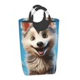 thumbnail image 1 of Pofeuu Blue Sky Cute Wolf Print Laundry Basket, Laundry Hamper, Collapsible Laundry Baskets, Dirty Clothes Hamper, Waterproof with Foam Protected Aluminum Handles, 1 of 5