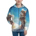 thumbnail image 1 of Pofeuu Blue Sky Winged Cat Print Teenage Zipper Hoodie Sweatshirts Hooded Casual Jackets With Pocket For Boys Girls-Small, 1 of 6