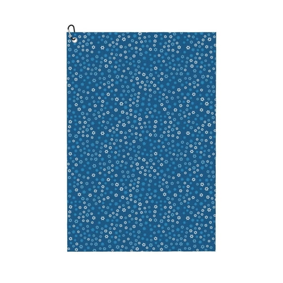 Pofeuu Blue Star Print Print Premium Golf Towel with Carabiner Clip Absorbent Microfiber Waffle Pattern Golf Towel for Golf Bag Trolly Belt Loop