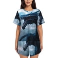 thumbnail image 1 of Pofeuu Blue Thunder Storm Dragon Print Women's Pajama Set Short/Shorts Soft Button PJs Elastic Drawstring Waist Sleepwear-3X-Large, 1 of 6