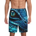 thumbnail image 1 of Pofeuu Blue Viper Snake Closeup Face Print Men's Soft Woven Elastic Waistband Sleep Pajama Short-X-Large, 1 of 6