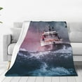 thumbnail image 1 of Pofeuu Boat Lighthouse Storm Waves Print Ultra-Soft Micro Fleece Blanket,for Bed Or Sofa,All Season Throw Blankets Flannel Blanket-80"x60", 1 of 7