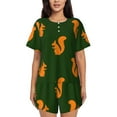 thumbnail image 1 of Pofeuu Bold Squirrel Silhouettes Print Women's Pajama Set Short/Shorts Soft Button PJs Elastic Drawstring Waist Sleepwear-X-Large, 1 of 6