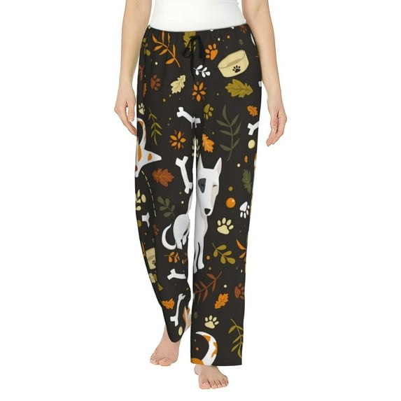Pofeuu Bones And Leaves Print Women's Fashion Pajama Pants with Pockets Comfy Drawstring Sleep Lounge Bottoms-XX-Large