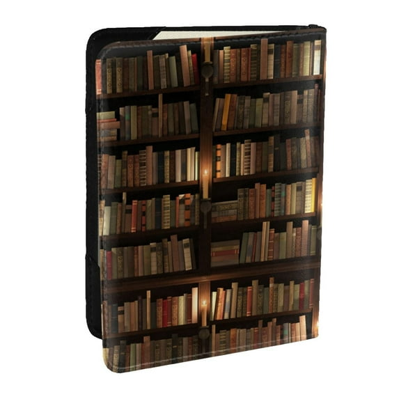 Pofeuu Bookshelves Print Travel Document Organizer Passport Holder Men Women for Family (6.5 in x 4.5 in),Wallet Holder Credit Card Clutch Bag Case