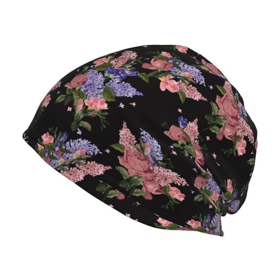Pofeuu Bouquet Print Beanie Hat for Men and Women Winter Warm Hats Knit Slouchy Thick Skull Cap